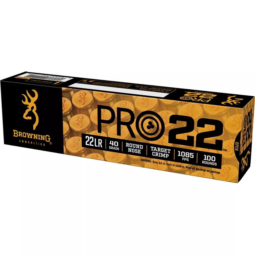 Browning Pro22 Subsonic Velocity 22 LR 40 Gr 1085 fps Lead Round Nose 100/Box