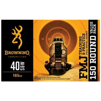 Browning Training & Practice B191800405 165 Grain FMJ 40 S&W Ammo 150 Rounds