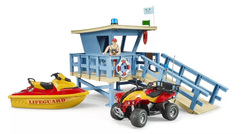 Bruder Bworld Lifeguard Station With Quad And Personal Water Craft #62780