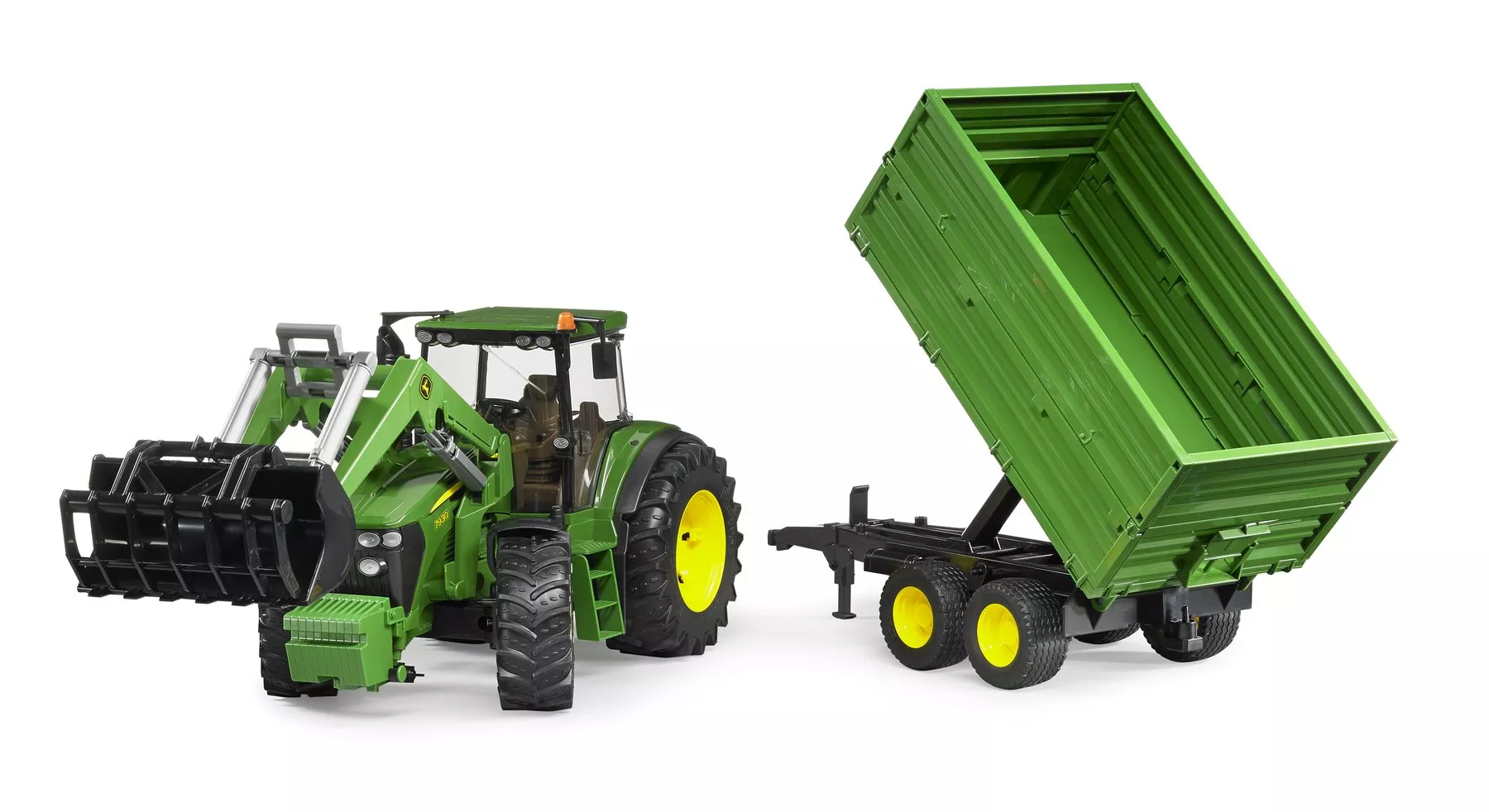 Bruder John Deere Tractor 7930 w/ Front Loader and Tipping Trailer #BT9810