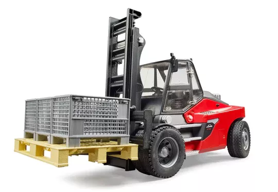 Bruder Linde HT160 Forklift With Pallet And 3 Pallet Cages #BT02513