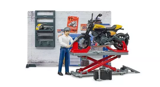 Bruder Toys Bworld Set Motorcycle Service #BT62102
