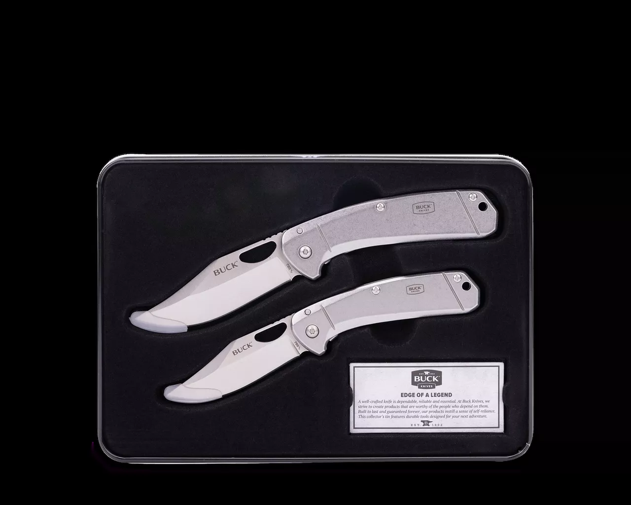 Buck Knives 788/789 Framelock Folding Knife Set With Gift Tin #CMBO238-C