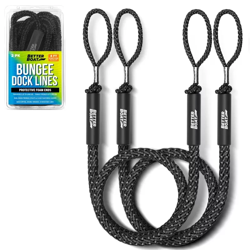 Bungee Dock Lines|Black&Blue|With 1 Clip End&2 Rope Ends
