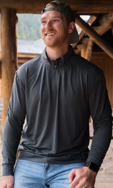 Burlebo Men’s Performance Quarter Zip – Gun Metal Grey