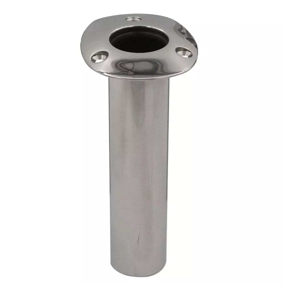 C.E. Smith 70 Series Standard Flush Mount Rod Holder - 0 Degree - Stainless Steel - Gimbal Bar Bottom - Black Liner - 536700