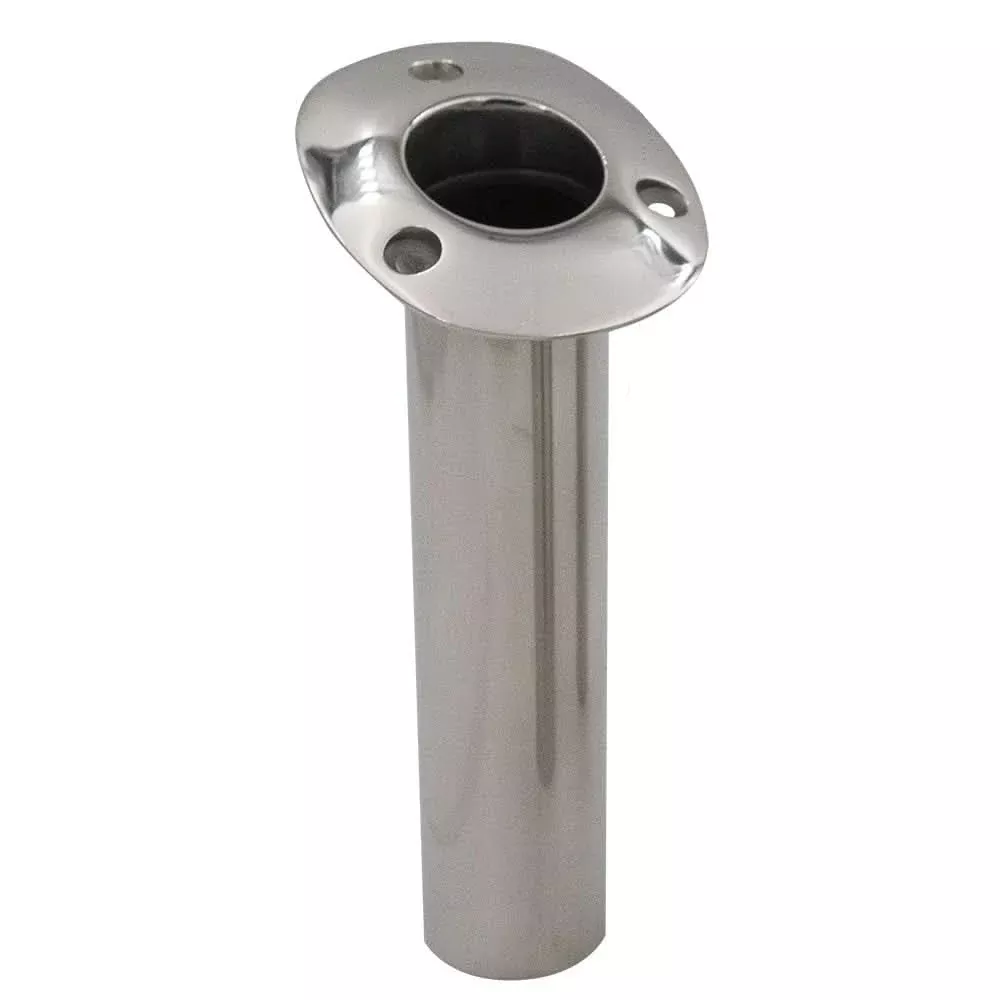 C.E. Smith 70 Series Standard Flush Mount Rod Holder - 15 Degree - Stainless Steel - Gimbal Bar Bottom - Black Liner - 536710