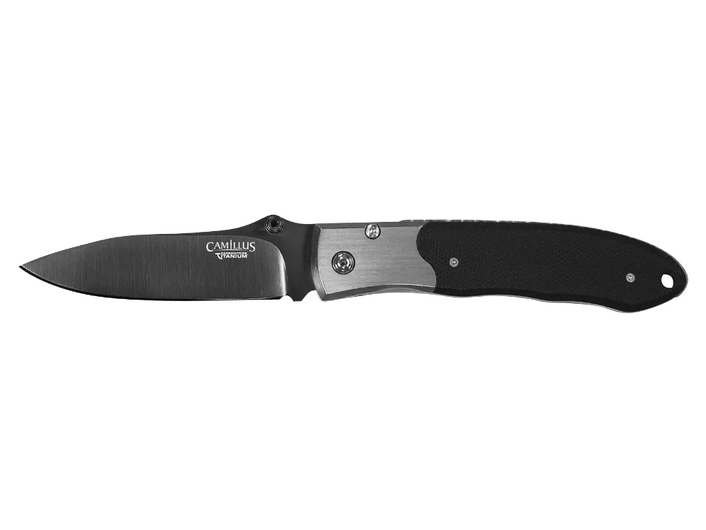 Camillus 3" Folding Drop Point VG-10 Blade Black Silver G10 Handle