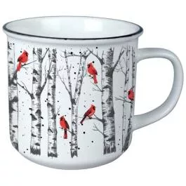 Carson Home Accents "Birch Cardinals" Vintage Mug