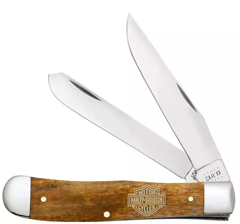 Case Knife Harley Davidson Embellished Smooth Antique Bone Trapper Knife #52226