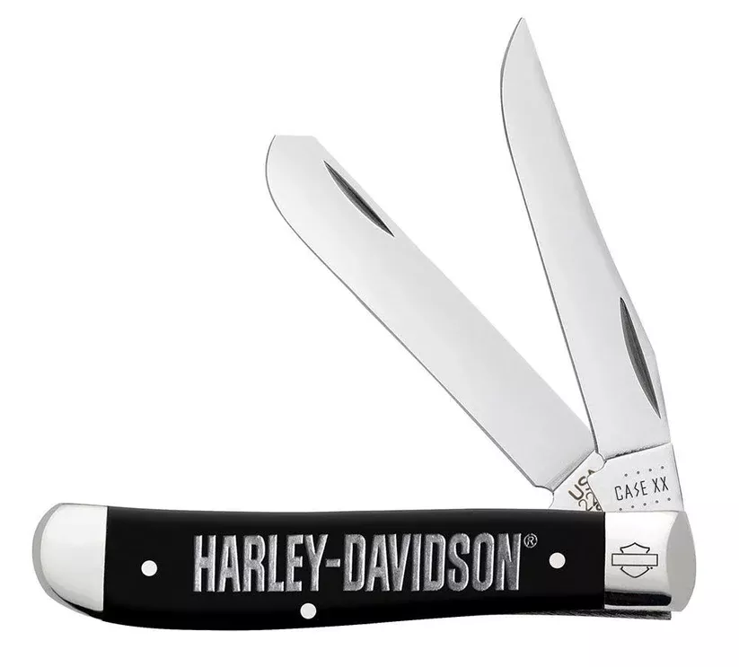 Case Knife Harley-Davidson Embellished Smooth Black Synthetic Mini Trapper Knife #52231