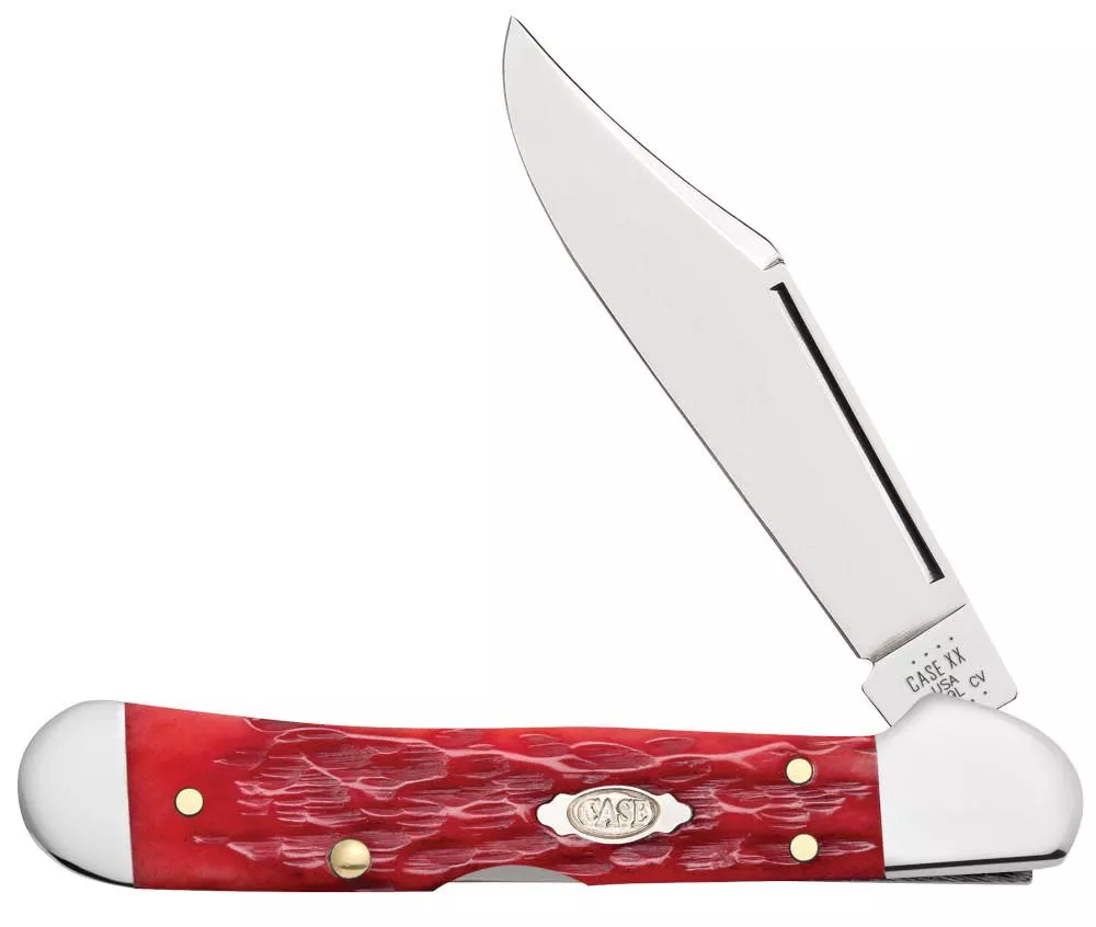 Case Knife Peach Seed Jig Dark Red Bone CS Mini CopperLock #31954