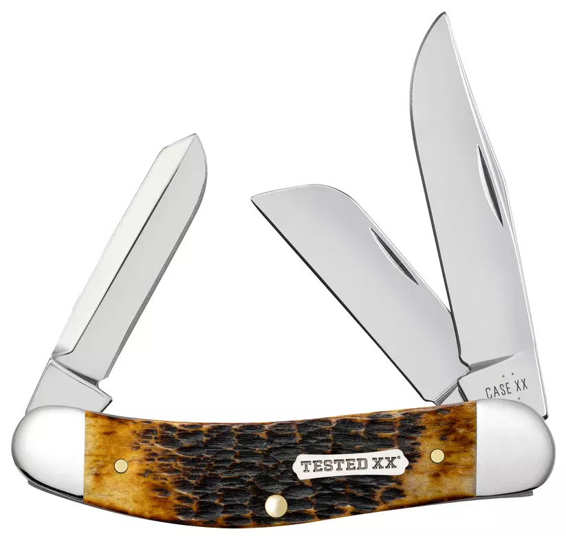 Case Knife Rogers Jigged Burnt Amber Bone CS Sowbelly Knife #51393