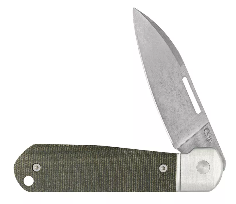 Case Knife Smooth OD Green Canvas Micarta Highbanks Knife #42231