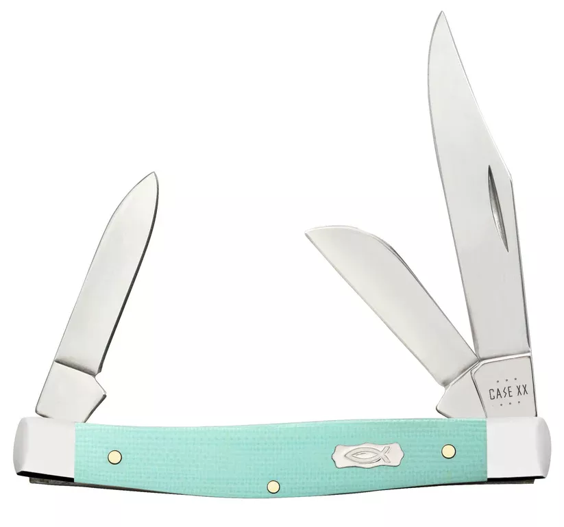 Case Knife Smooth Seafoam Green G-10 Medium Stockman Knife #18102