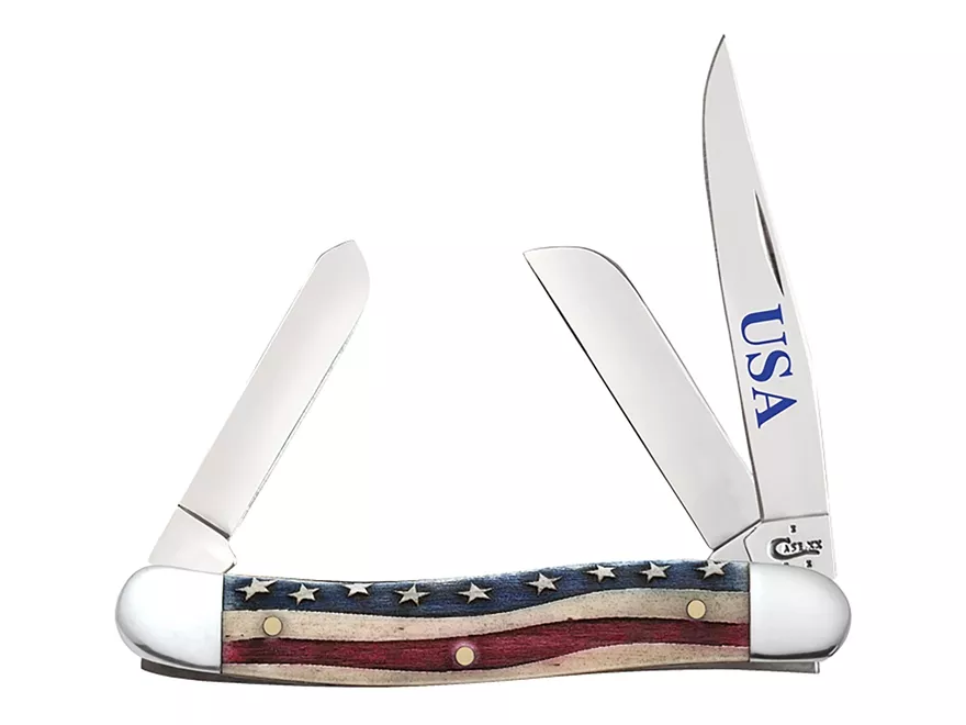 Case Knife Star Spangled Series Embellished Smooth Natural Bone Medium Stockman #64136