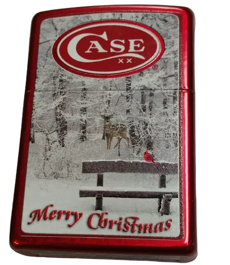 Case Merry Christmas Dark Red Bone Zippo Lighter #50177 RED