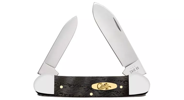 Case Smooth Black Curly Oak Canoe Pocket Knife #14003