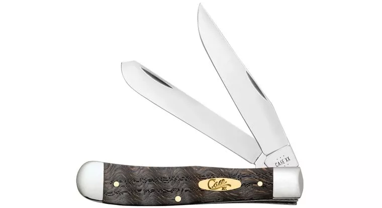 Case Smooth Black Curly Oak Trapper Pocket Knife #14000