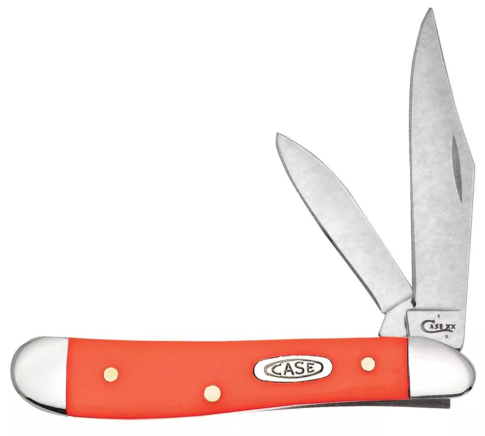 Case Smooth Orange Delrin Peanut Stainless Pocket Knife #80504