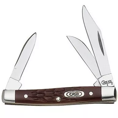 Case Stockman Folding Knife Clip, Sheepfoot and Pen SS Blades Brown Handle