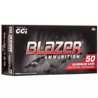 CCI Blazer 9mm Aluminum Ammo 115GR FMJ 50 Rounds