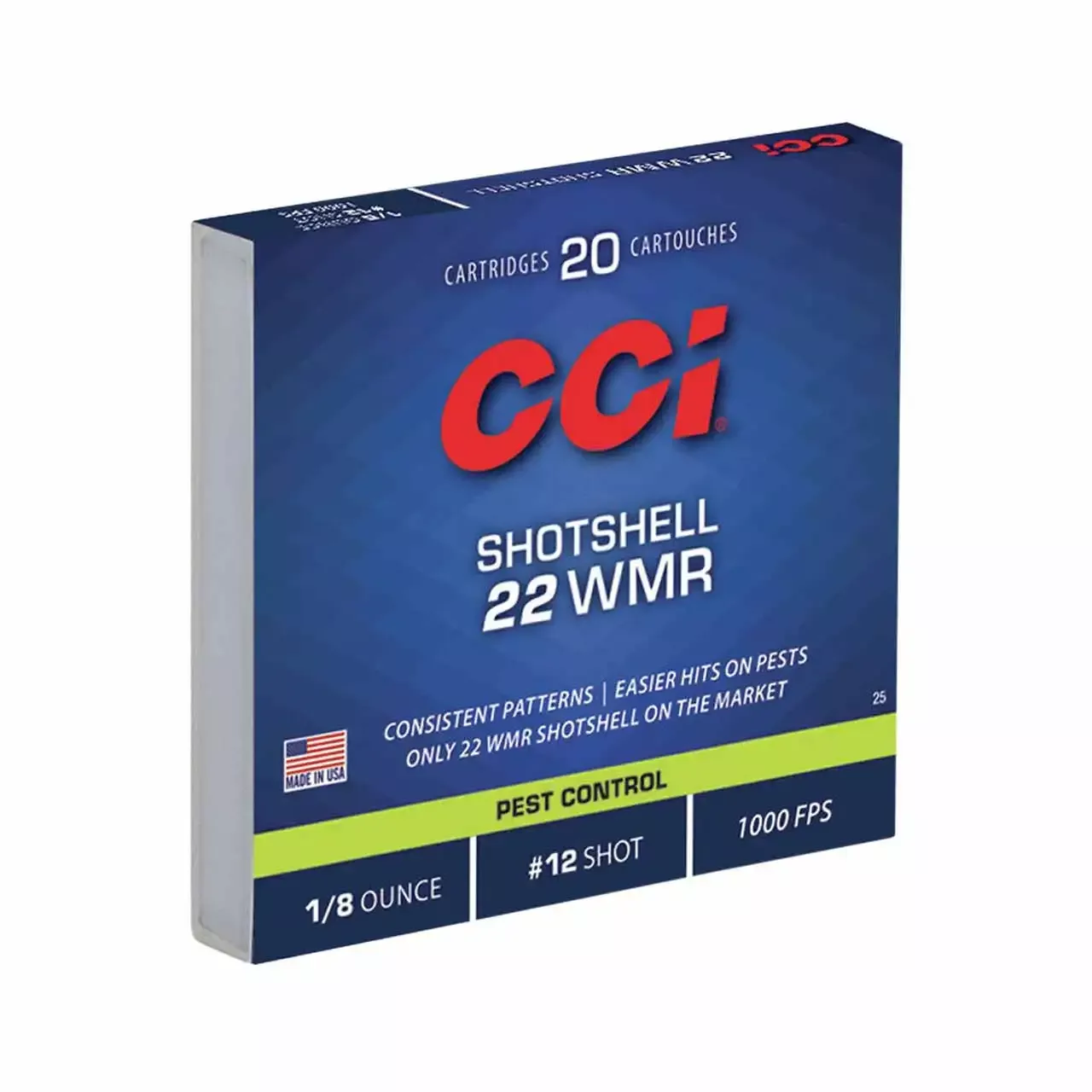 CCI Pest Control Shotshell 22 WMR 52 Gr. 1000 fps #12 Shot 20/Box