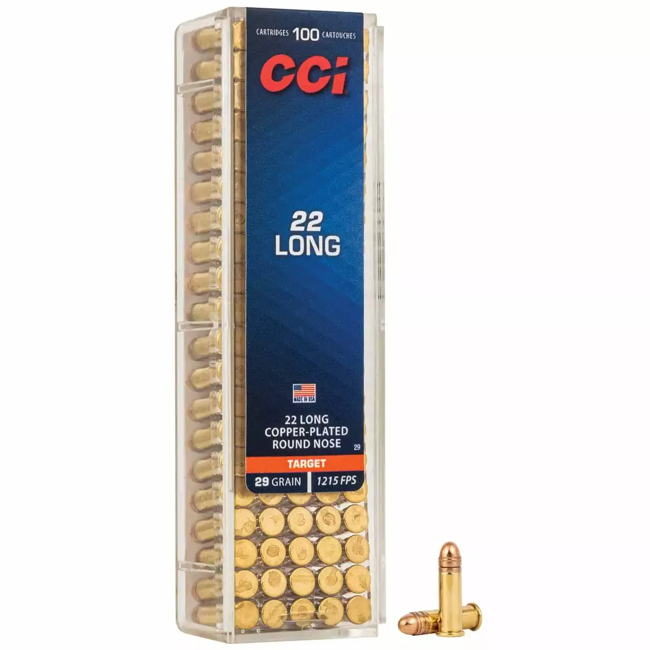 CCI Target 22 Long 29 Gr. 1215 fps Copper-Plated Round Nose 100/Box