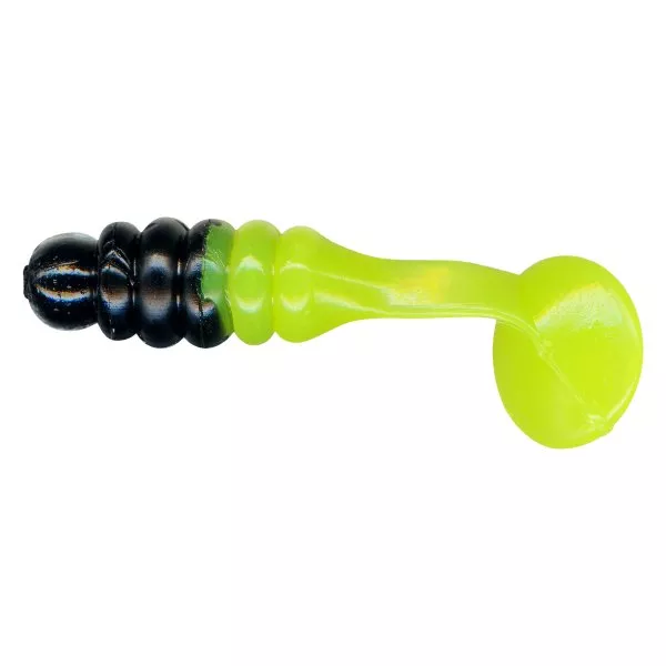 Charlie Brewer’s Crappie Slider Grub 1′ Black/Chartreuse #CBPF5