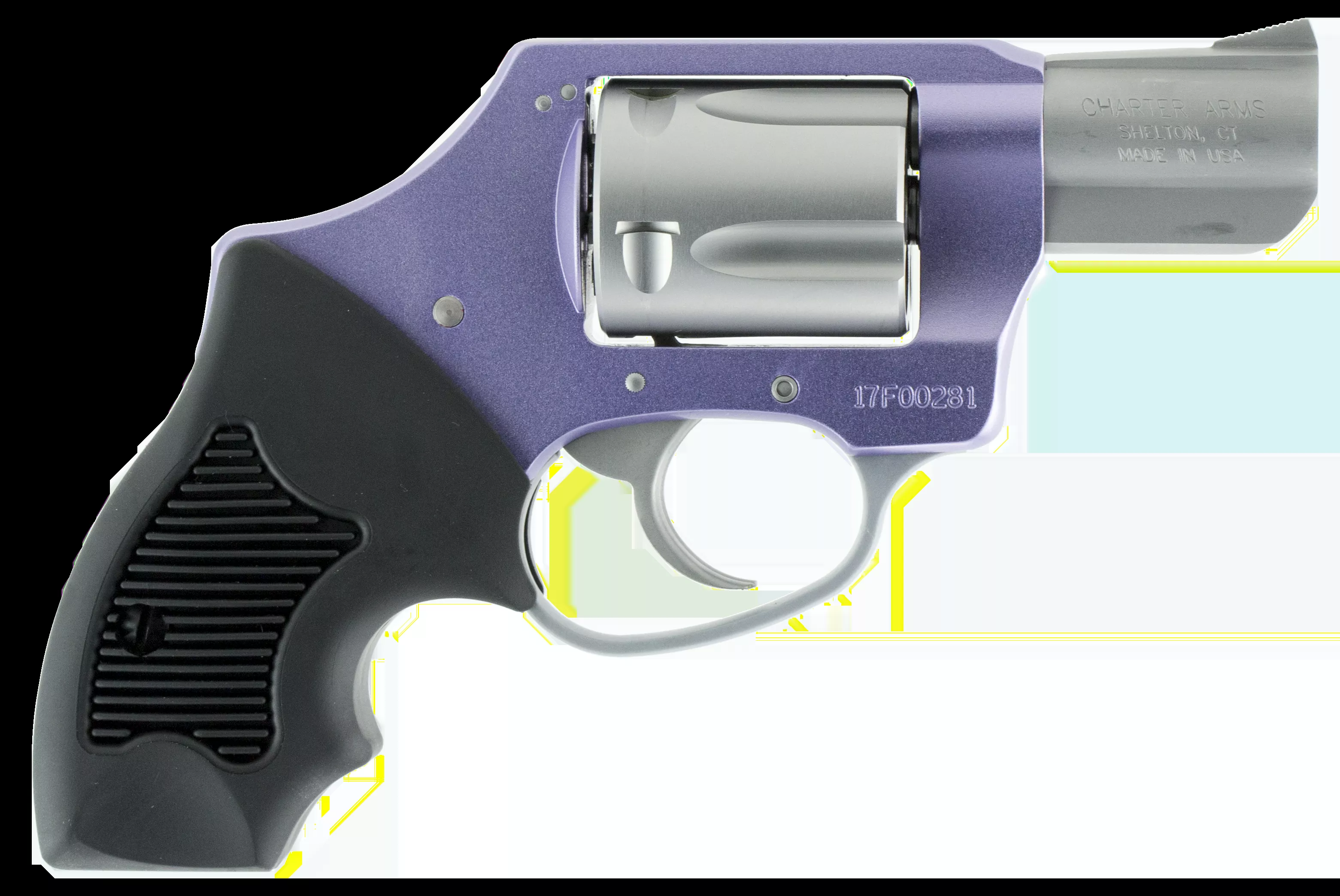 Charter Arms 53841 Undercover Lite Lavender Lady 38 Special 5rd 2" Stainless Steel Barrel & Cylinder Lavender Aluminum Frame with Black Rubber Grip