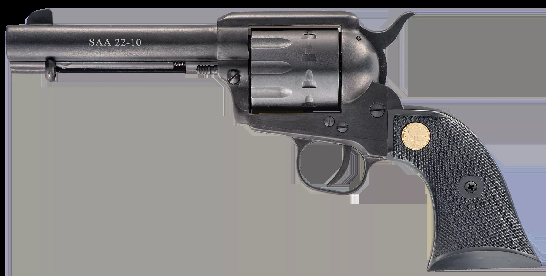 Chiappa Firearms CF340155 SAA 187322 LR Caliber with 4.75″ Barrel, 10rd Capacity Cylinder, Overall Blued Finish Steel & Black Polymer Grip