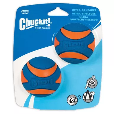 CHUCKIT! 33068 ULTRA SQUEAKER BALL MEDIUM 2PK