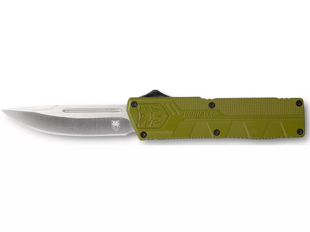 CobraTec 3.25" OTF D2 Drop Point Blade Green Aluminum Handle