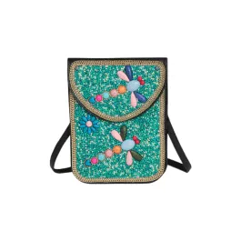 COCO + CARMEN Artisan Beaded Crossbody - Turquoise Dragonfly