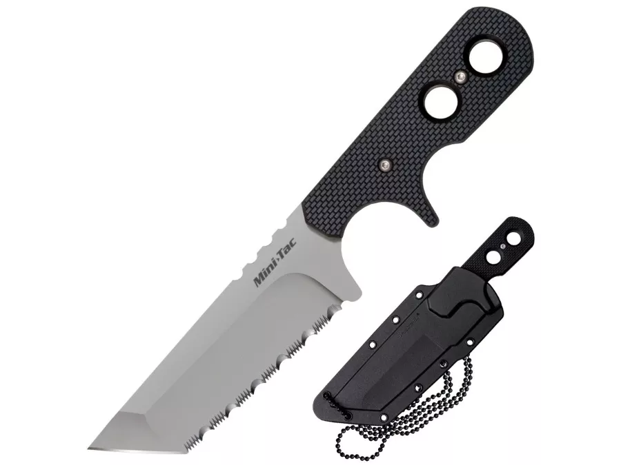 Cold Steel Mini Tac Tanto (Serrated), Black, Fixed Blade