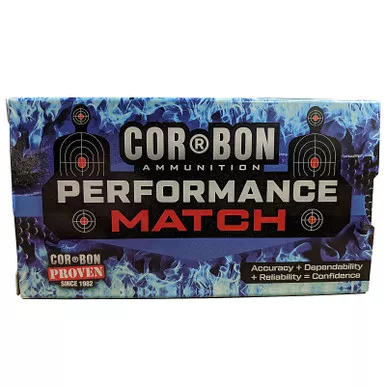 Cor-Bon Performance Match Ammunition 9mm 124GR FMJ 50 Rounds