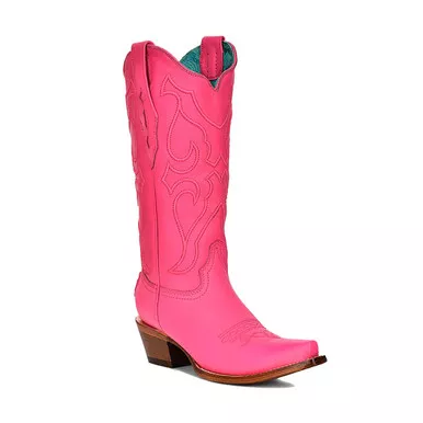CORRAL Women's Fuchsia Embroidery Snip Toe Western Boots (Z5138)