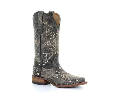 CORRAL Womens Brown Crackle/Bone Embroidery Boots (L5078-LD)