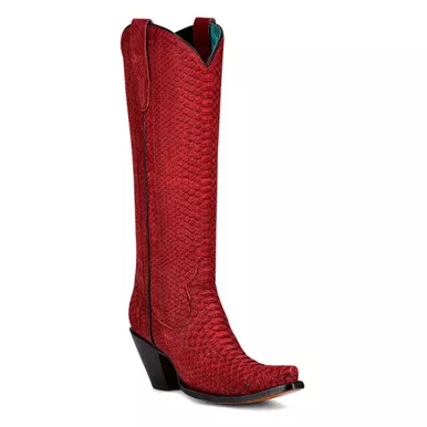 CORRAL Womens Red Python Tall Top Full Exotic Boots (A4194)