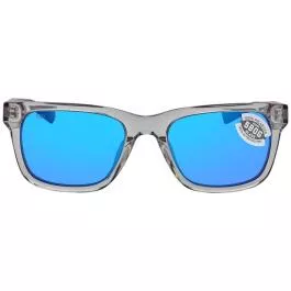 Costa Men's Tybee - Shiny Light Gray Crystal - Blue Mirror - 580G - Polarized Glass