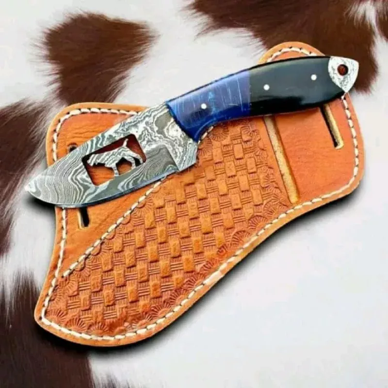 Cowboy Bull Cutter KnivesHandmade Damascus Steel Blade