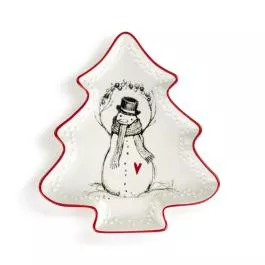 Demdaco Snowman Red Heart Tree Dish
