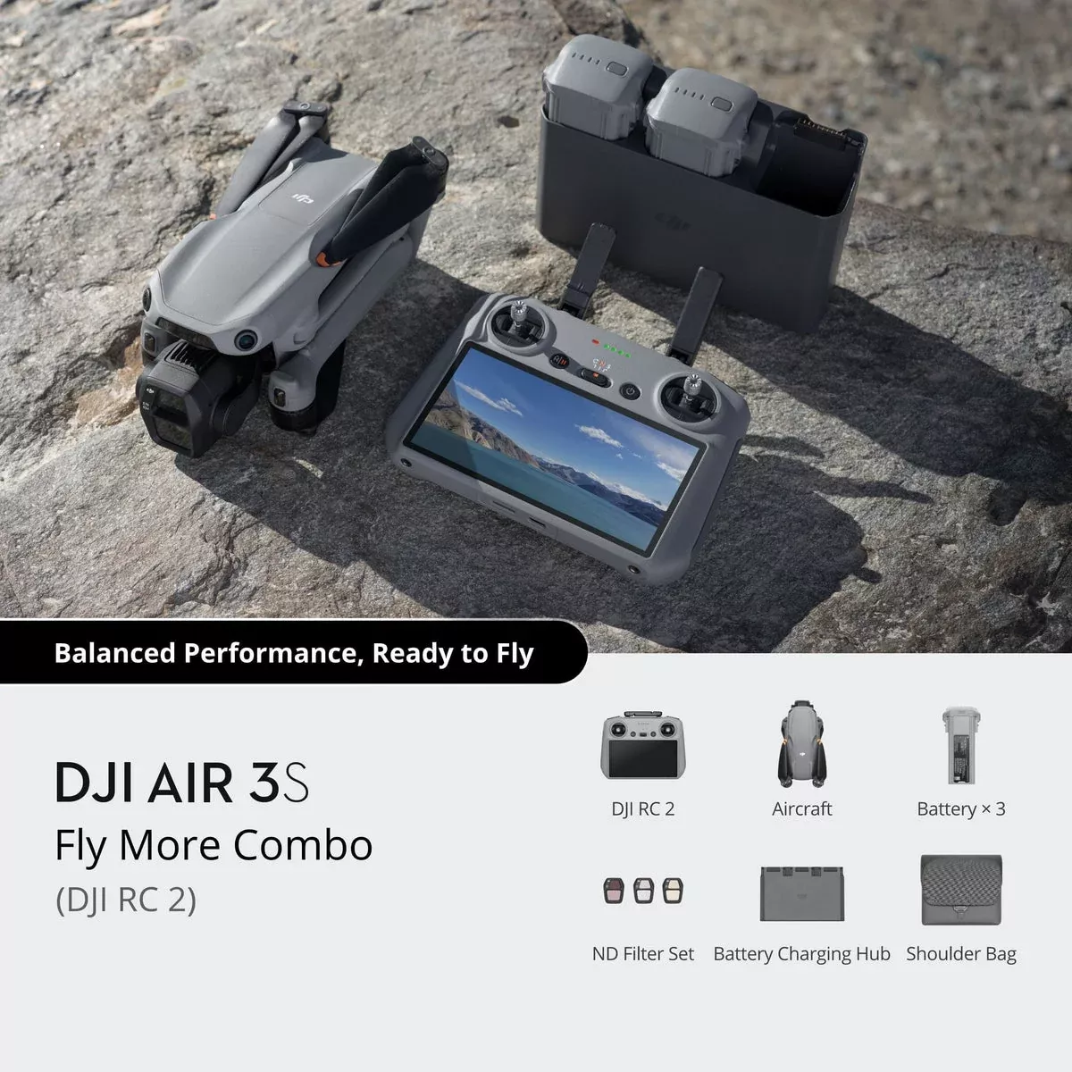 DJI Air 3S | Dual‑Camera Drone | 45 min Flight | 20km Transmission