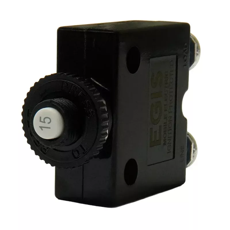 Egis 15A Push Button Panel Mount Circuit Breaker – Screw Terminals