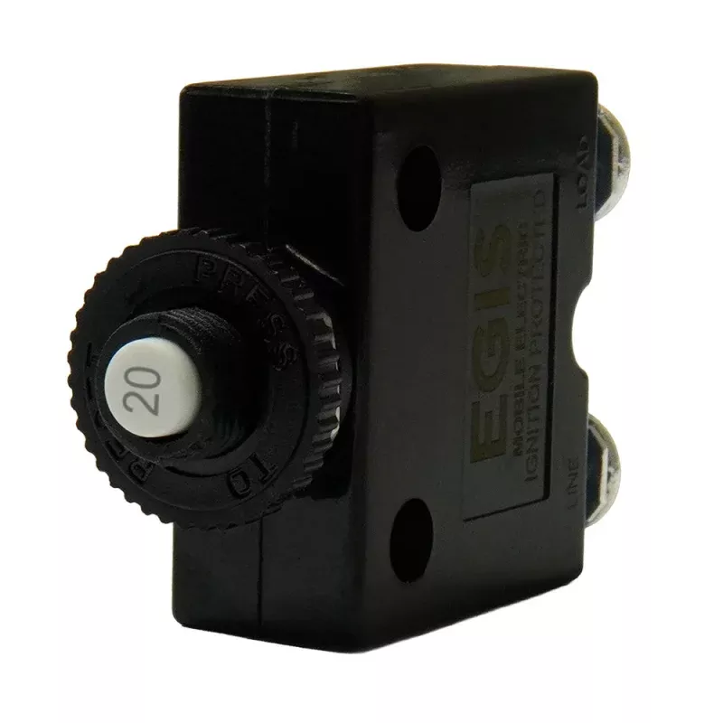 Egis 20A Push Button Panel Mount Circuit Breaker – Screw Terminals