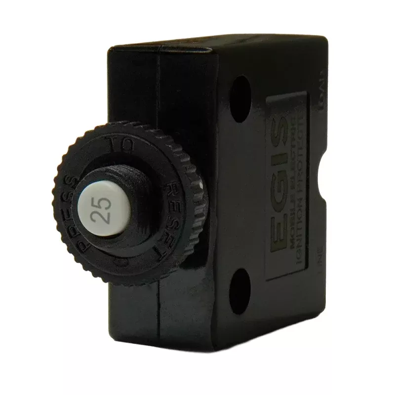 Egis 25A Push Button Panel Mount Circuit Breaker – Spade Terminal