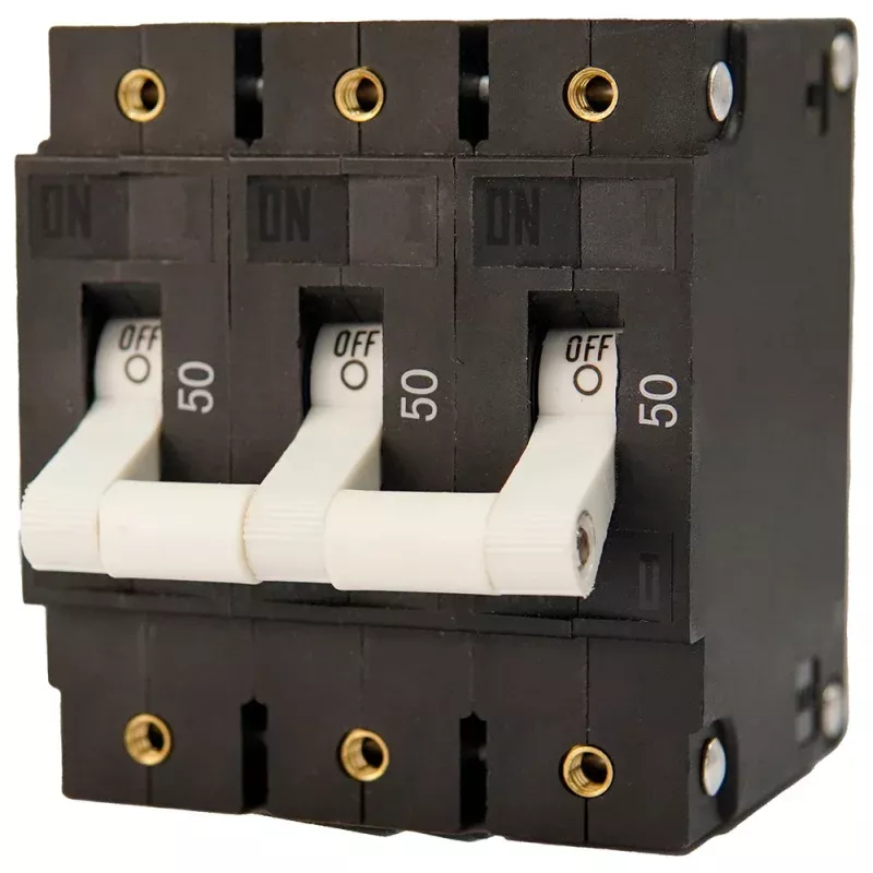 Egis C Series White Toggle Panel Mount Circuit Breaker – Triple Pole 50A