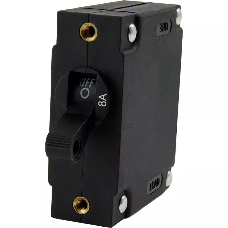 Egis A Series Black Toggle Panel Mount Circuit Breaker – Single Pole 8A