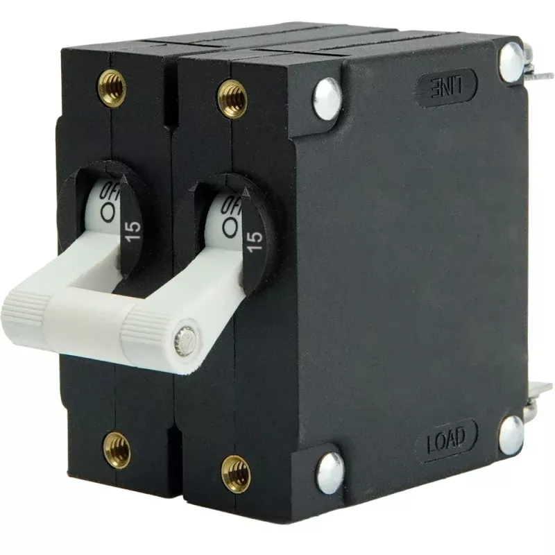 Egis A Series White Toggle Panel Mount Circuit Breaker – Dual Pole 15A