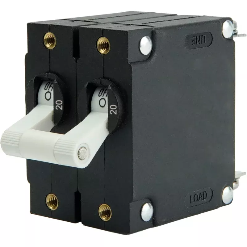 Egis A Series White Toggle Panel Mount Circuit Breaker – Dual Pole 20A